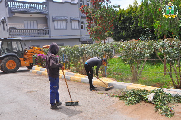بالصور .. تنظيف وتهيئة الحديقة الموجودة بشارع فلسطين - حي بام - بزايو