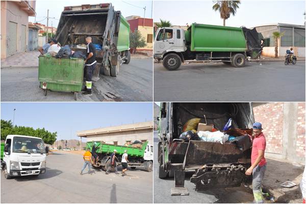 صور لعمليات تنظيف أحياء مدينة زايو من بقايا وأشلاء الأضاحي