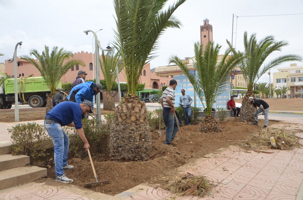 تنظيف وتهيئة الحديقة المتواجدة بشارع النصر